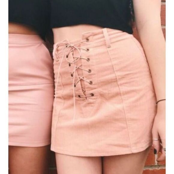 ONE WAY Corduroy Style Mini Skirt in Pink‎ - Picture 1 of 4